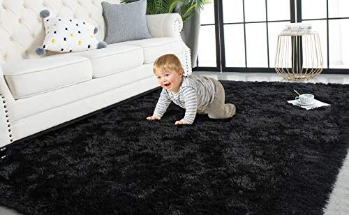 Dark Blue Soft Thick Pile Shaggy Rugs For Living Room.